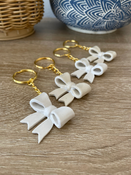 Cloud White Bow Keychain