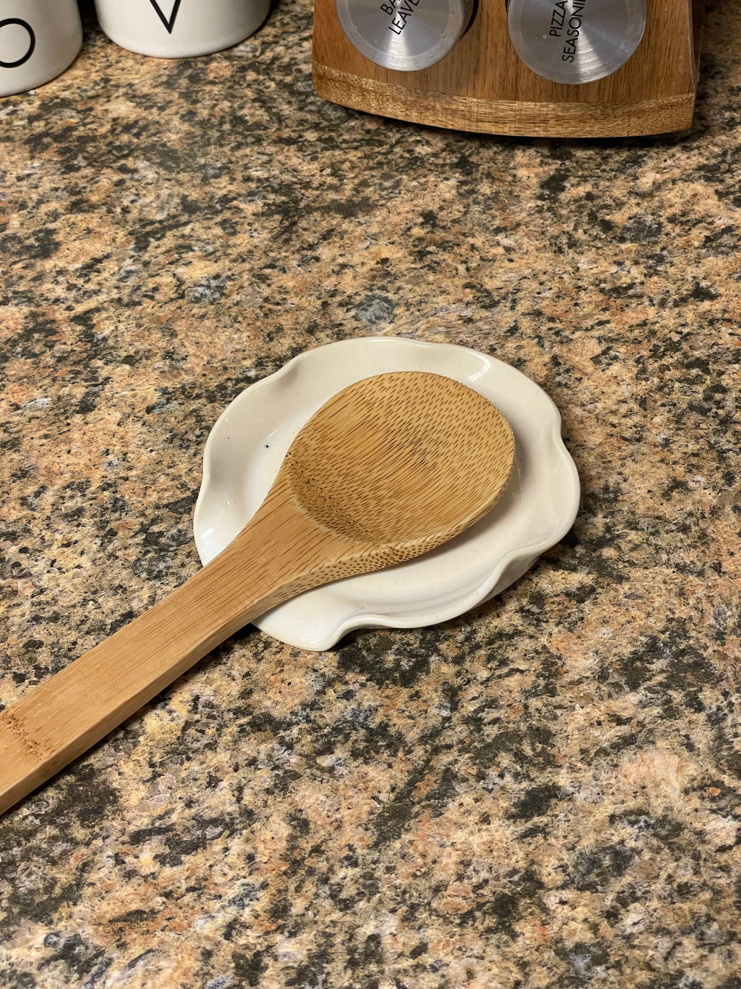 *SECOND* - Eggshell Ruffle Ceramic Spoon Rest