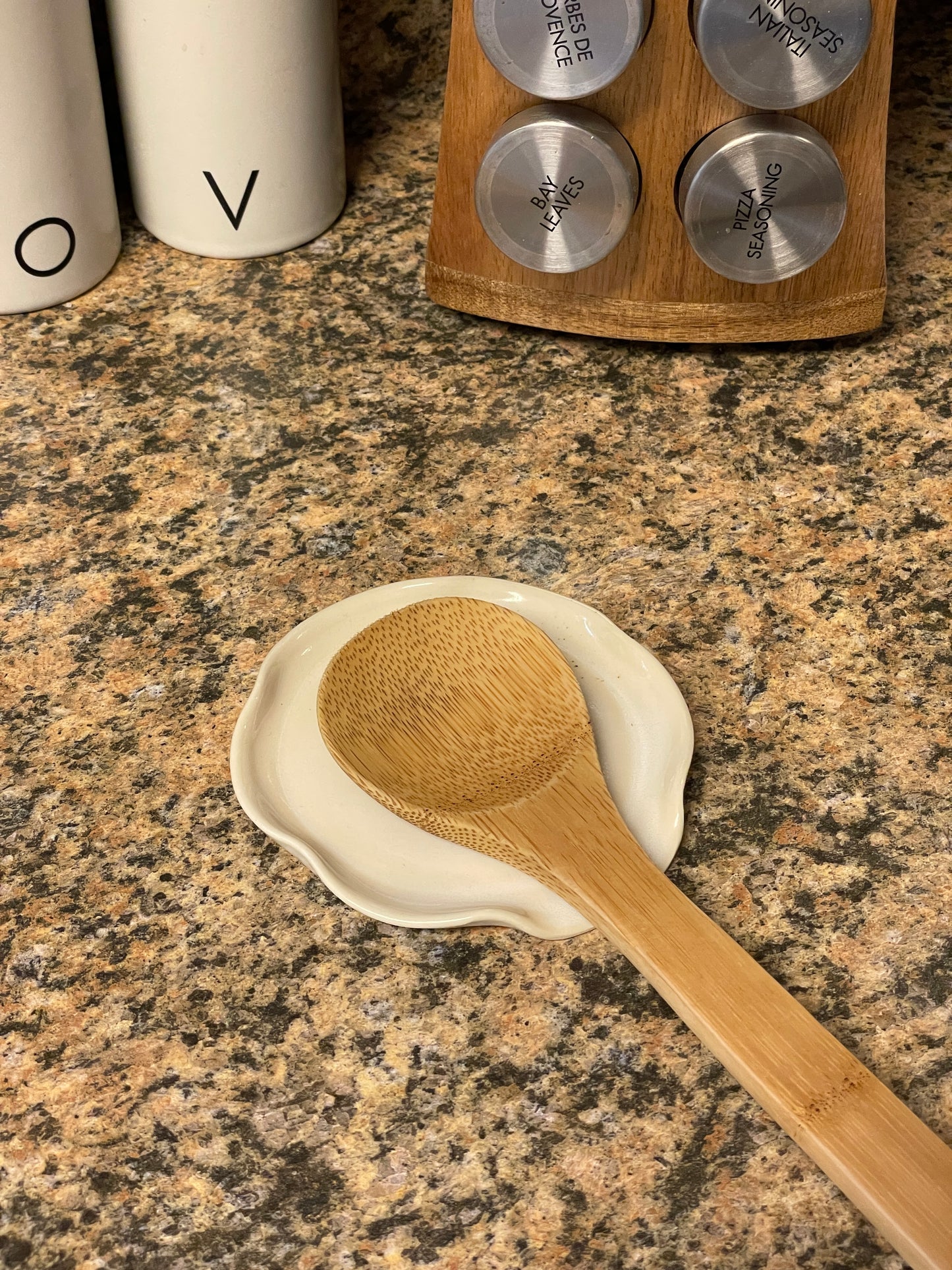*SECOND* - Eggshell Ruffle Ceramic Spoon Rest