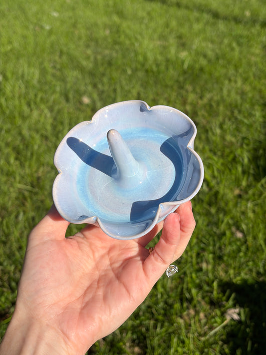 Nebula Blue Ruffle Ceramic Ring Dish